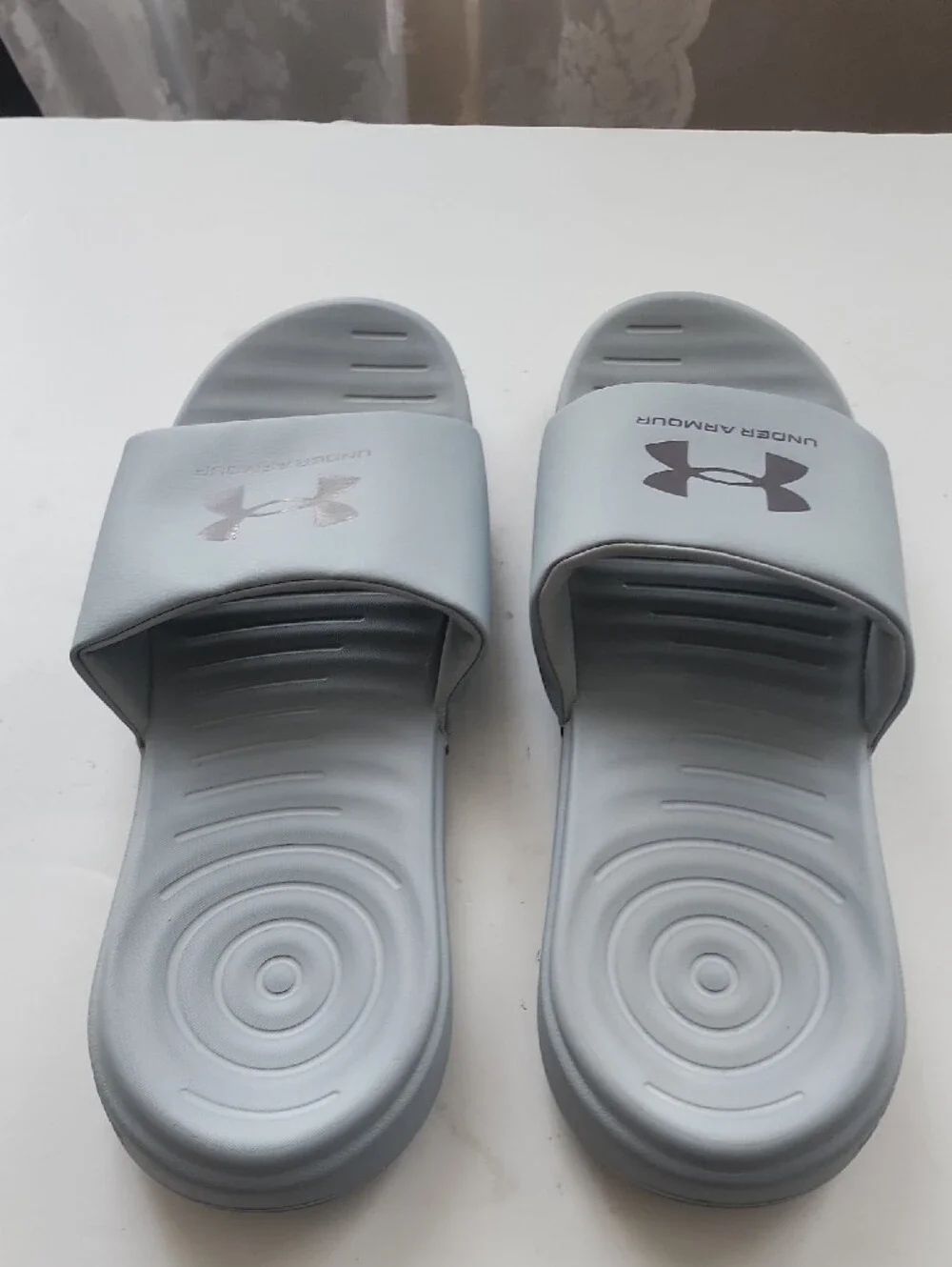 Under Armour Light Gray Logo Slide Sandals